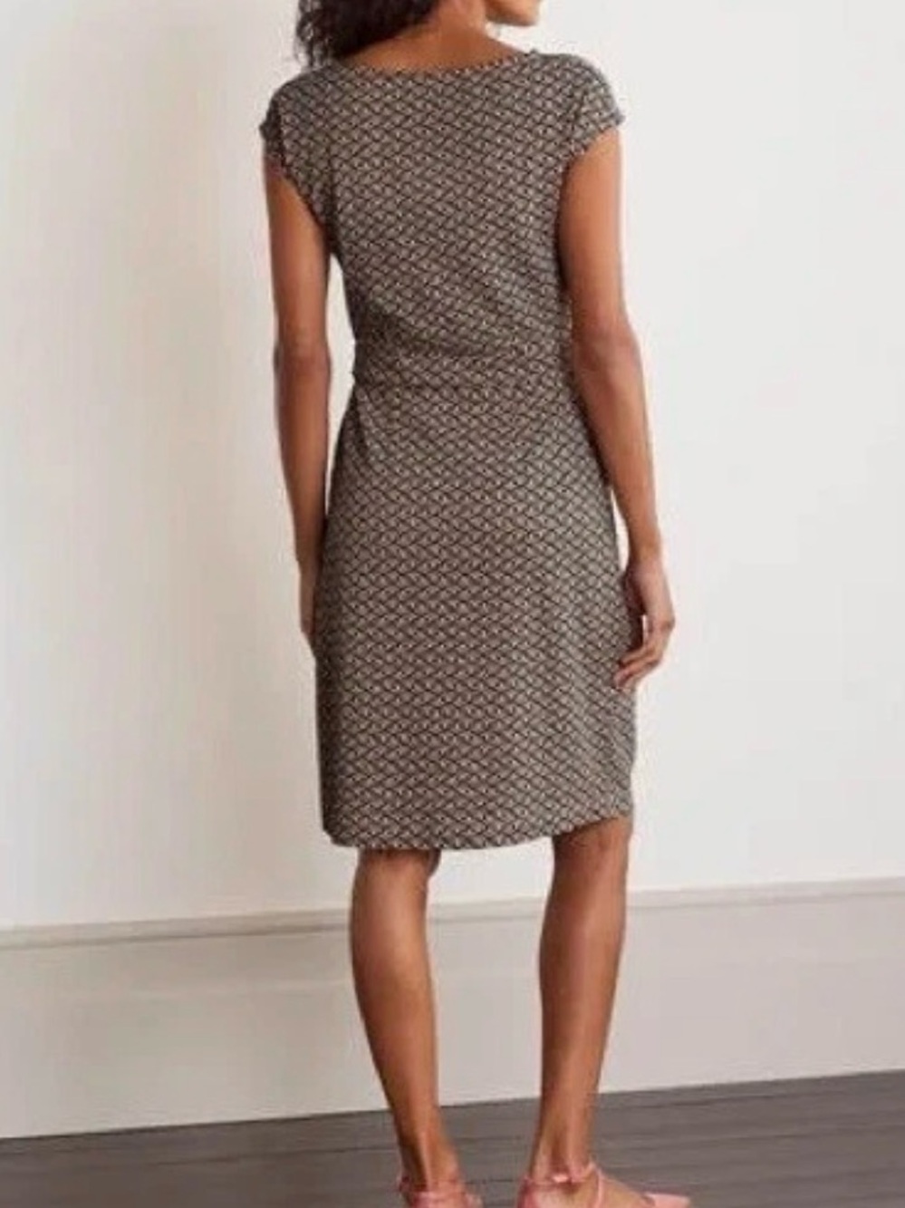 Boden Florrie Cotton Jersey Dress 8R Black Blush Pink Pockets Classic Neutral - Picture 9 of 15